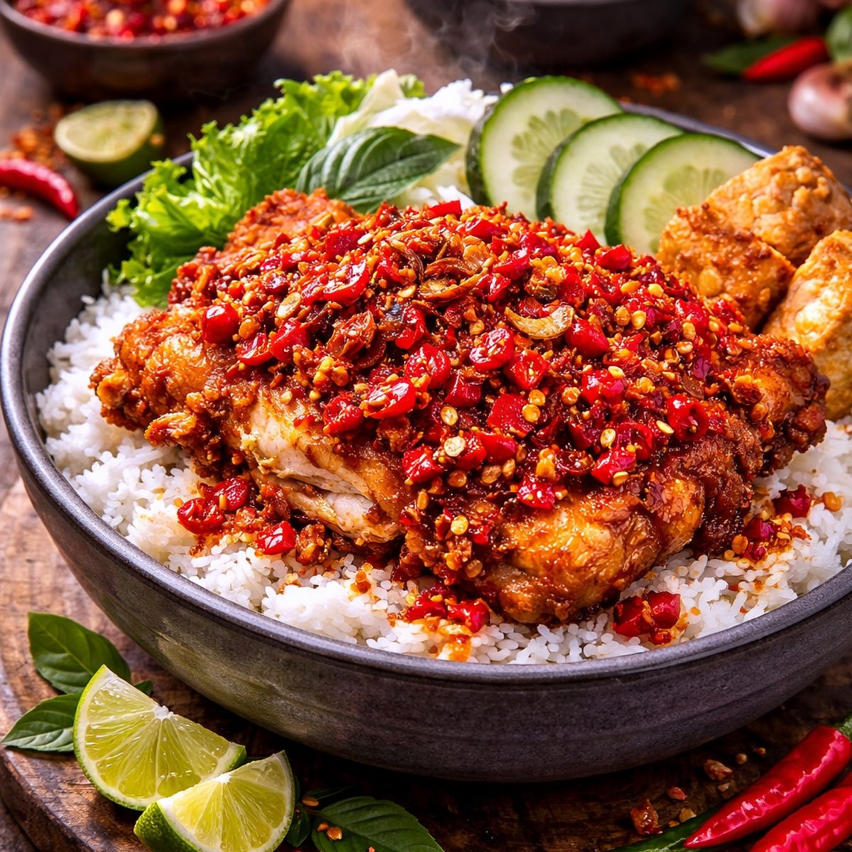 Smashed Spicy Chicken (Ayam Geprek) ๐ถ๏ธ๐ถ๐ถ