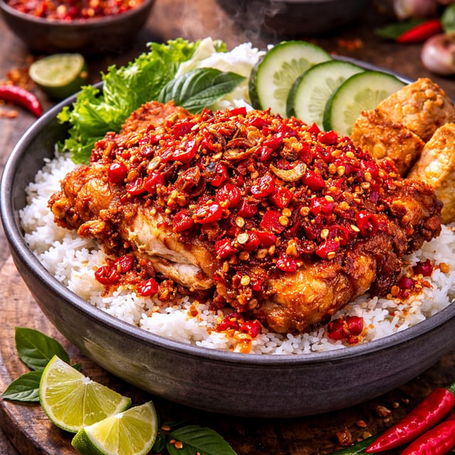 Smashed Spicy Chicken (Ayam Geprek) 🌶️🌶🌶